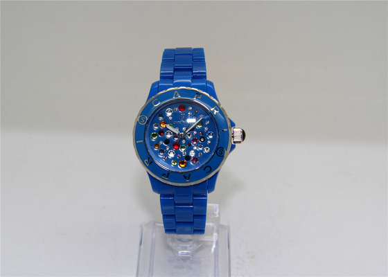 Blue Plastic Time Ladies ICE Watches silicone  With diamond on dial