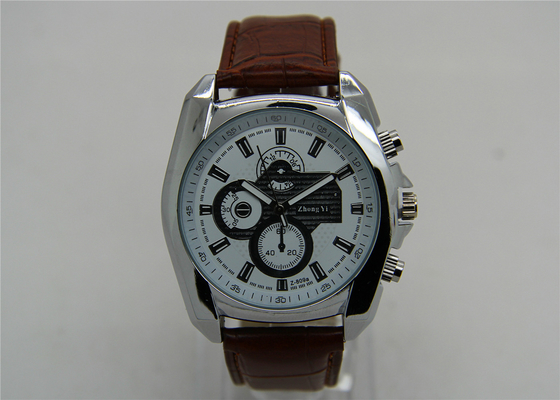 Luxury 22mm Brown Leather Strap Watches for men , 1ATM Waterproof