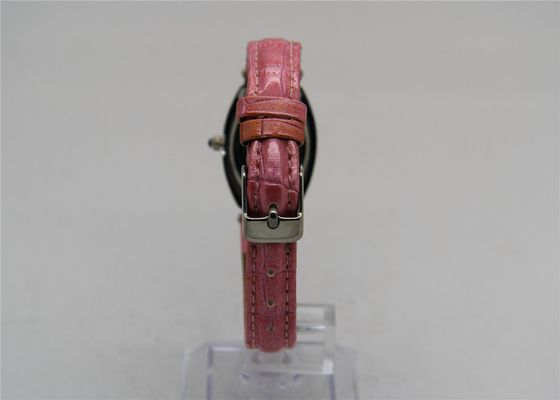 Red Oval Roman number Ladies Diamond Watches PU leather strap