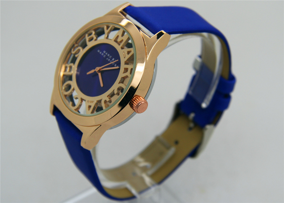Round Leather strap automatic skeleton watch / Female Elegant  Watches