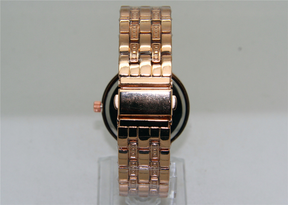 Lady Round Genuine Diamond Quartz Watch Waterproof For business
