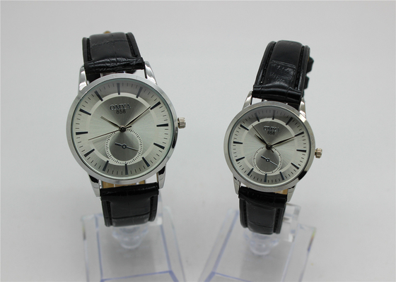 Alloy leather strap Couple Wrist Watches analog quartz watch sunray dial 60 second disc