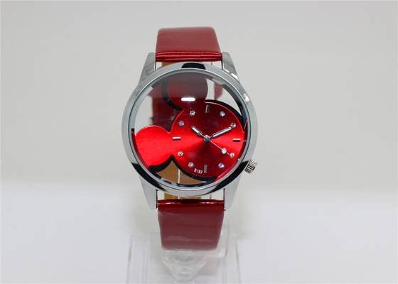 Leather strap round Alloy Wrist Watch Cartoon transparent design Unisex Wrist Watch