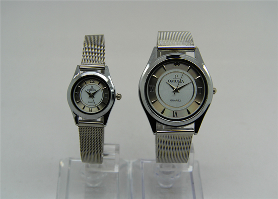 Japanese analog quartz Couples Watches Set steel ribbon strap , lovers watch