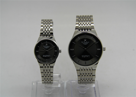 Metal Strap Couples Watches Set steel strap Japanese analog quartz movement