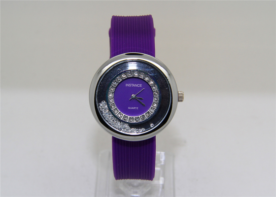 Purple elegant lady shiny diamond quartz watch small face ladies dress watches